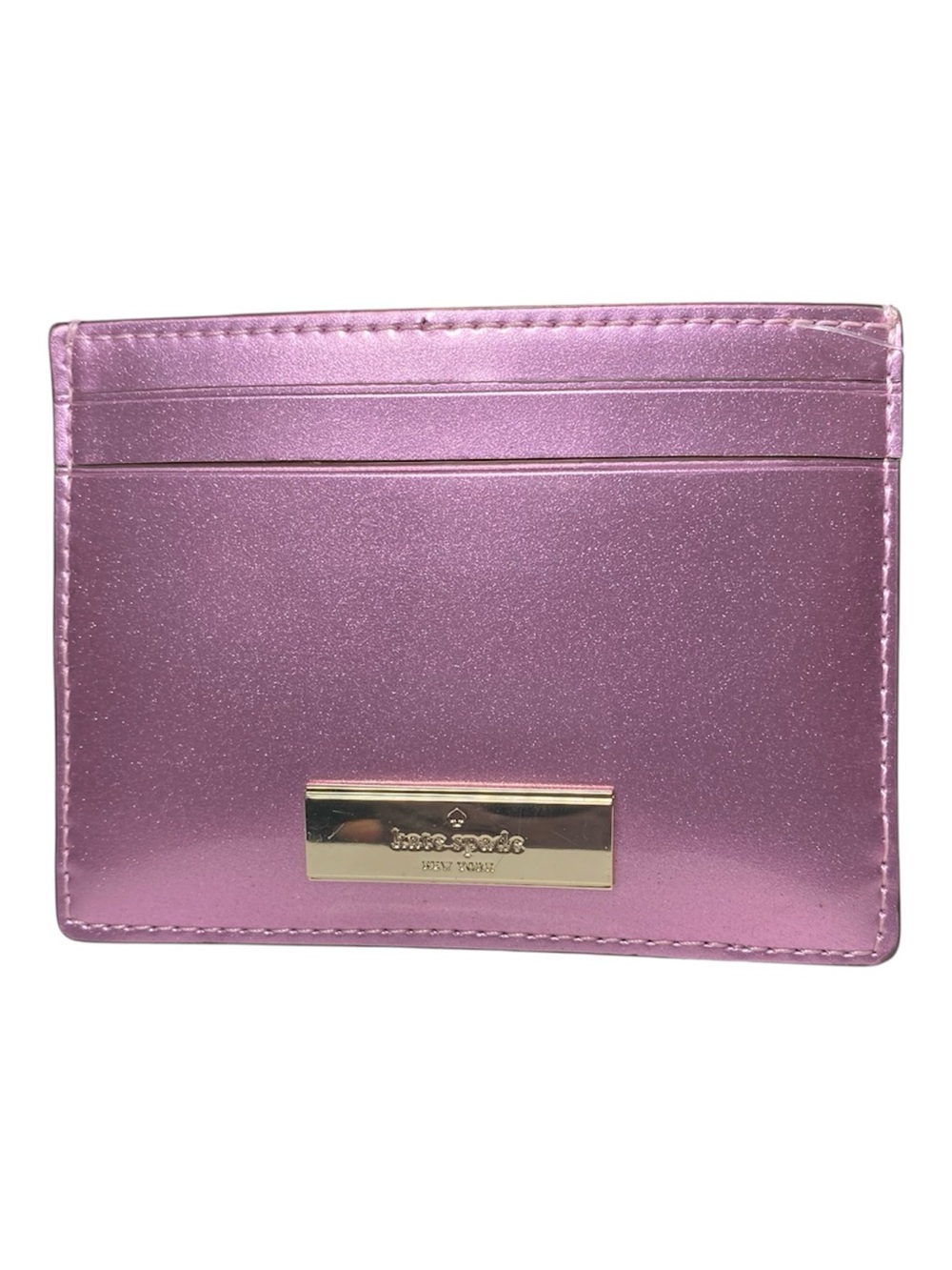 New Kate Spade Card Holder Kenzie Metallic Purple Faux Patent Shiny Glam